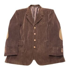 Gino Cappeli Corduroy Blazer Jacket Elbow Patch Brown Men’s Size 46R Preppy